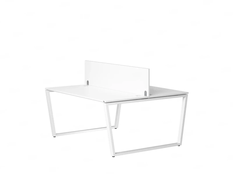 Бенч-система, 2 рабочих места, с одним экраном ЛДСП 1400x1600x750 RM172-2-14x16 Белый/Белый