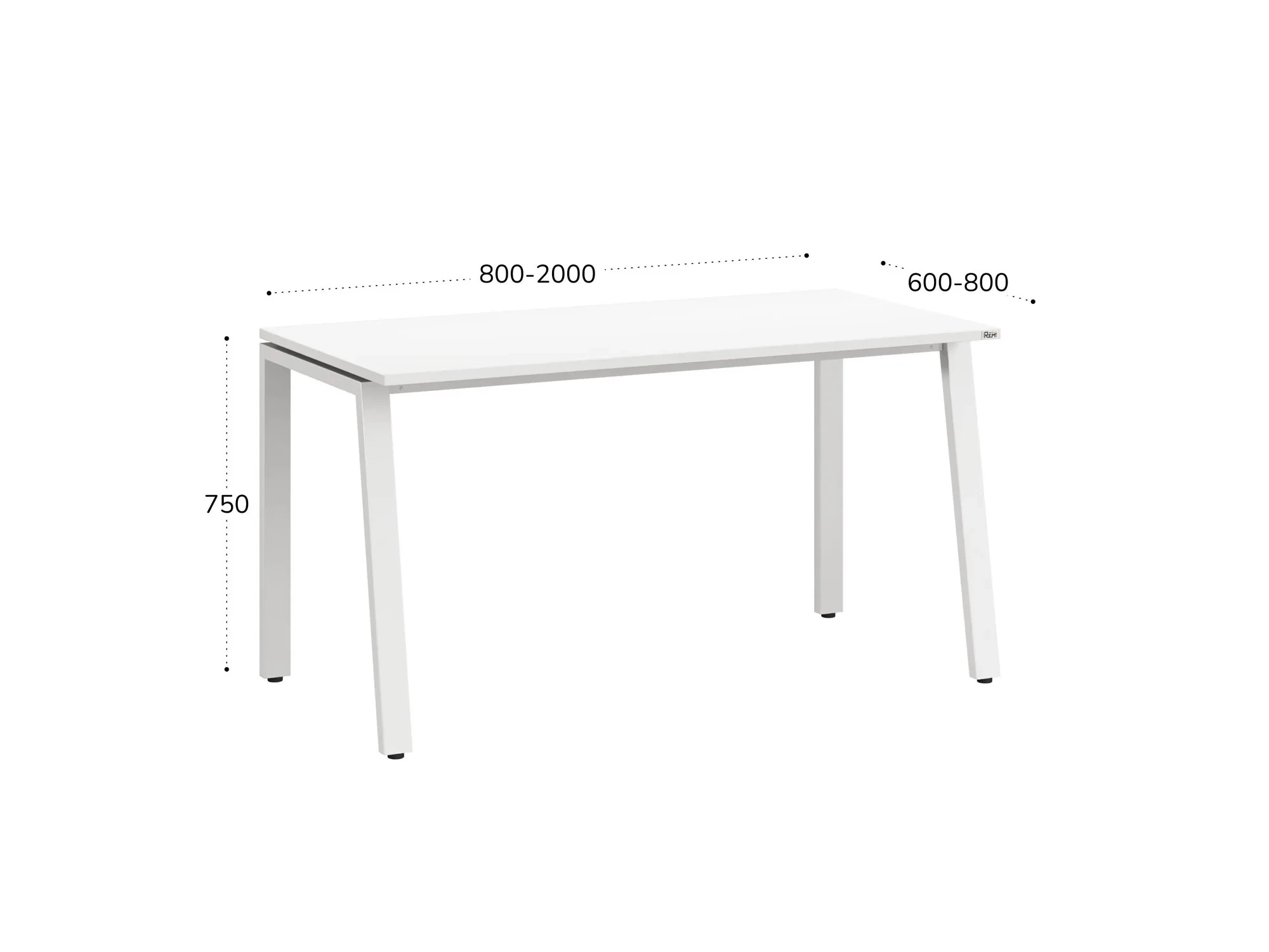 Стол прямой на Л-образных опорах 1600x700x750 RM004-16x7 Белый/Белый
