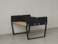 Бенч-система, 2 рабочих места, 5 тканевых экранов 1400x1200x750 RM172-3-14x12 Вяз Швейцарский светлый/Черный