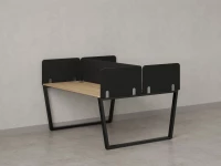 Бенч-система, 2 рабочих места, 5 тканевых экранов 1400x1200x750 RM172-3-14x12 Вяз Швейцарский светлый/Черный