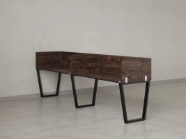 Бенч-система в 1 ряд, 2 рабочих места 5 ЛДСП экранов 2700x800x750 RM174-2-27x8 Дуб Апрельский шоколад/Черный