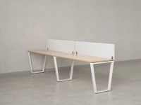 Бенч-система в 1 ряд, 2 рабочих места 2 тканевых экранов 2000x600x750 RM174-3-20x6 Вяз Швейцарский светлый/Белый