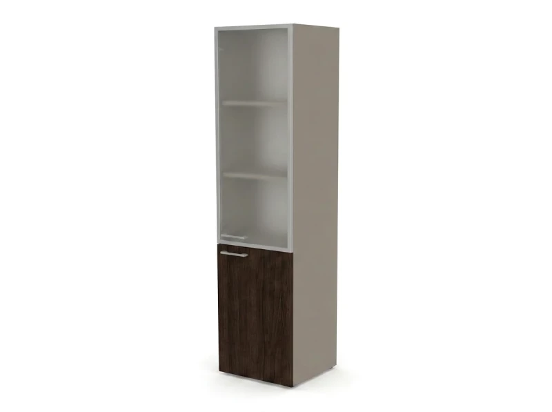 Шкаф комби RAC063 правый, стекло сатин 45,1x44,8x198,2см Дуб Термо/Серый камень, Серия Аккорд | Accord