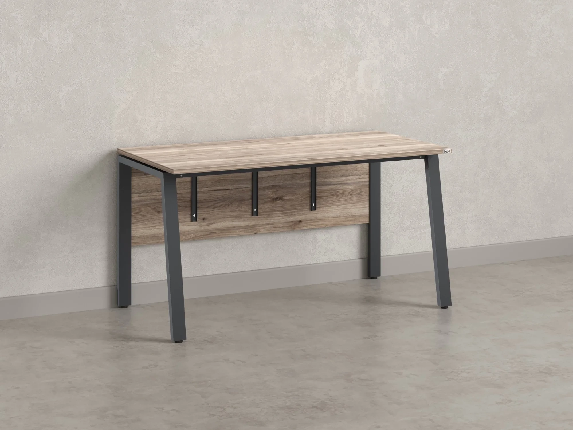 Стол прямой, Л-опора, экран ЛДСП,парящая стол-ца 1800x600x750 RM009-18x6 Дуб Маувелла/Серый