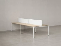 Бенч-система, 4 рабочих места, на П-образных опорах, 2 тканевых экранов 2000x1200x750 RM166-3-10x12 Вяз Швейцарский светлый/Белый