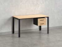 Стол прямой с подвесной тумбой 2 ящика, П-опора 2000x700x750 RM039-20x7 Вяз Швейцарский светлый/Черный