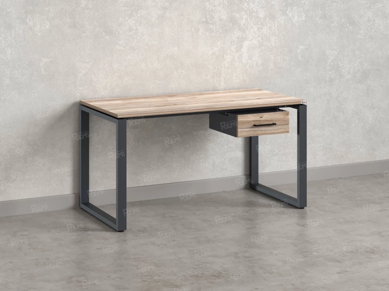 Стол прямой с подвесной тумбой, О-опора 2000x800x750 RM036-20x8 Дуб Маувелла/Серый