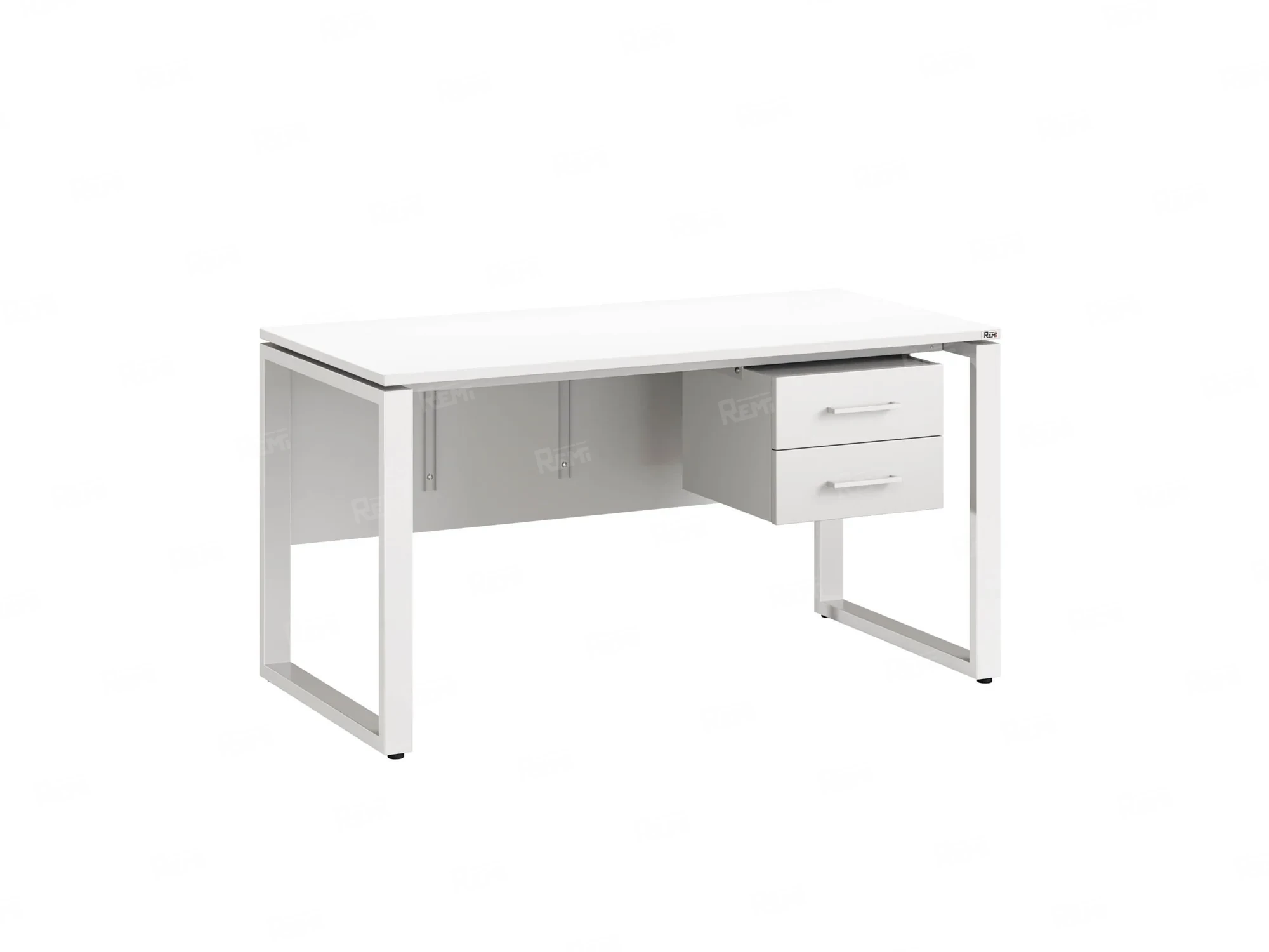 Стол прямой, подвесная тумба, ЛДСП экран, О-опора 2000x600x750 RM033-20x6 Белый/Белый