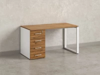 Стол прямой с тумбой на О-образных опоре, левый 1800x700x750 RM104-18x7 Юстус/Белый