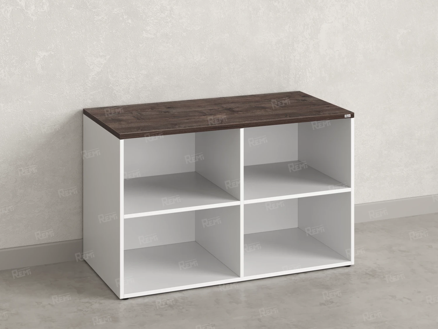 Стеллаж низкий, 4 ячейки 1200х600х750 RM146-12x6 Дуб Апрельский шоколад/Белый