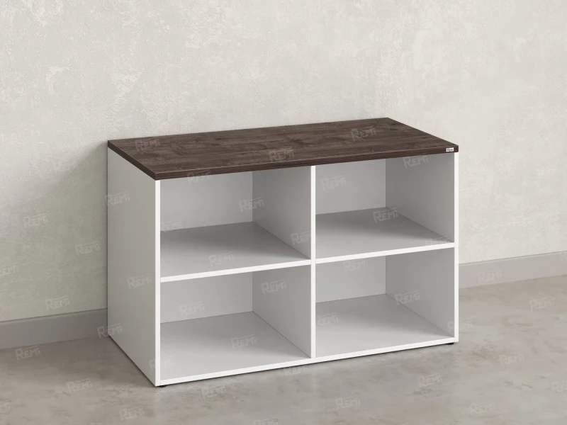 Стеллаж низкий, 4 ячейки 1200х600х750 RM146-12x6 Дуб Апрельский шоколад/Белый