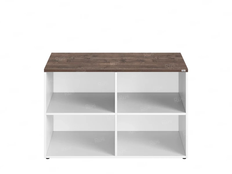 Стеллаж низкий, 4 ячейки 1200х600х750 RM146-12x6 Дуб Апрельский шоколад/Белый