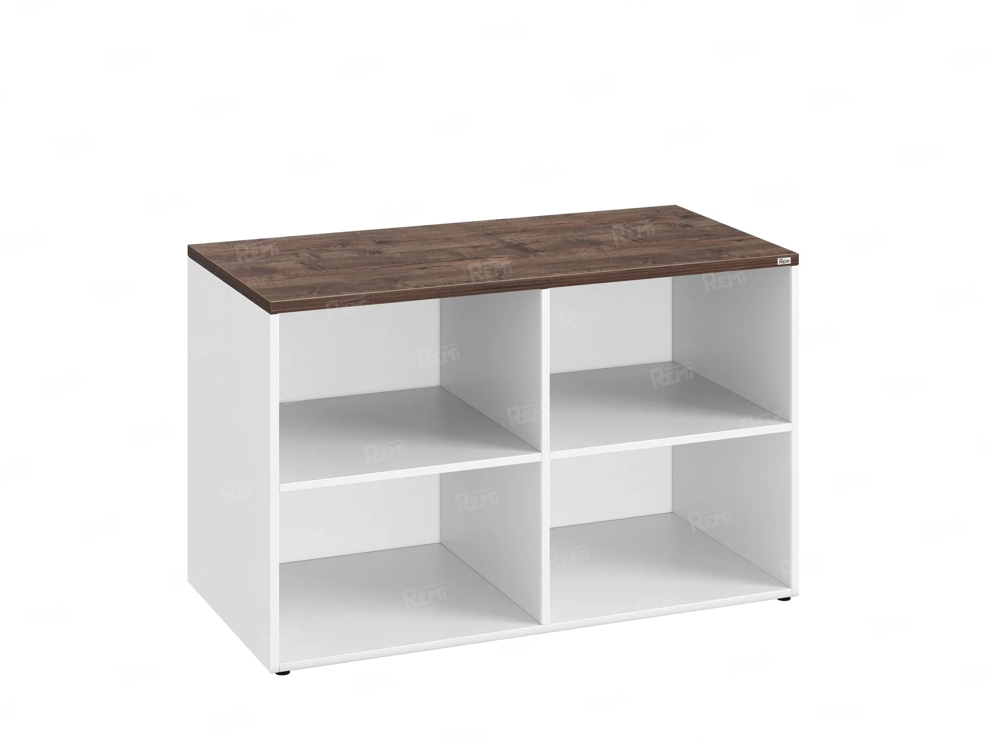 Стеллаж низкий, 4 ячейки 1200х600х750 RM146-12x6 Дуб Апрельский шоколад/Белый
