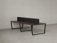 Бенч-система, 4 рабочих места, на U-образных опорах, 2 тканевых экранов 3600x1400x750 RM173-3-18x14 Дуб Апрельский шоколад/Черный