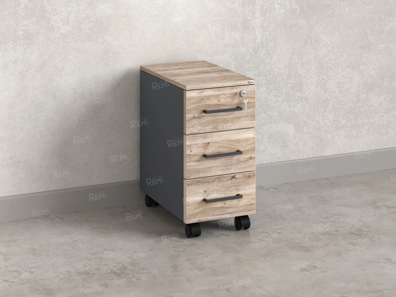 Тумба мобильная,3 ящика 300x500x600 RM123-30x50 Дуб Маувелла/Серый