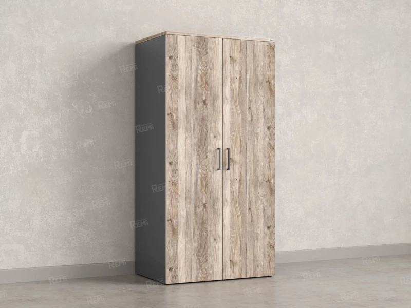 Гардероб, на регулируемых опорах, штанга, 1 полка 900x600x1800 RM159-90x60 Дуб Маувелла/Серый