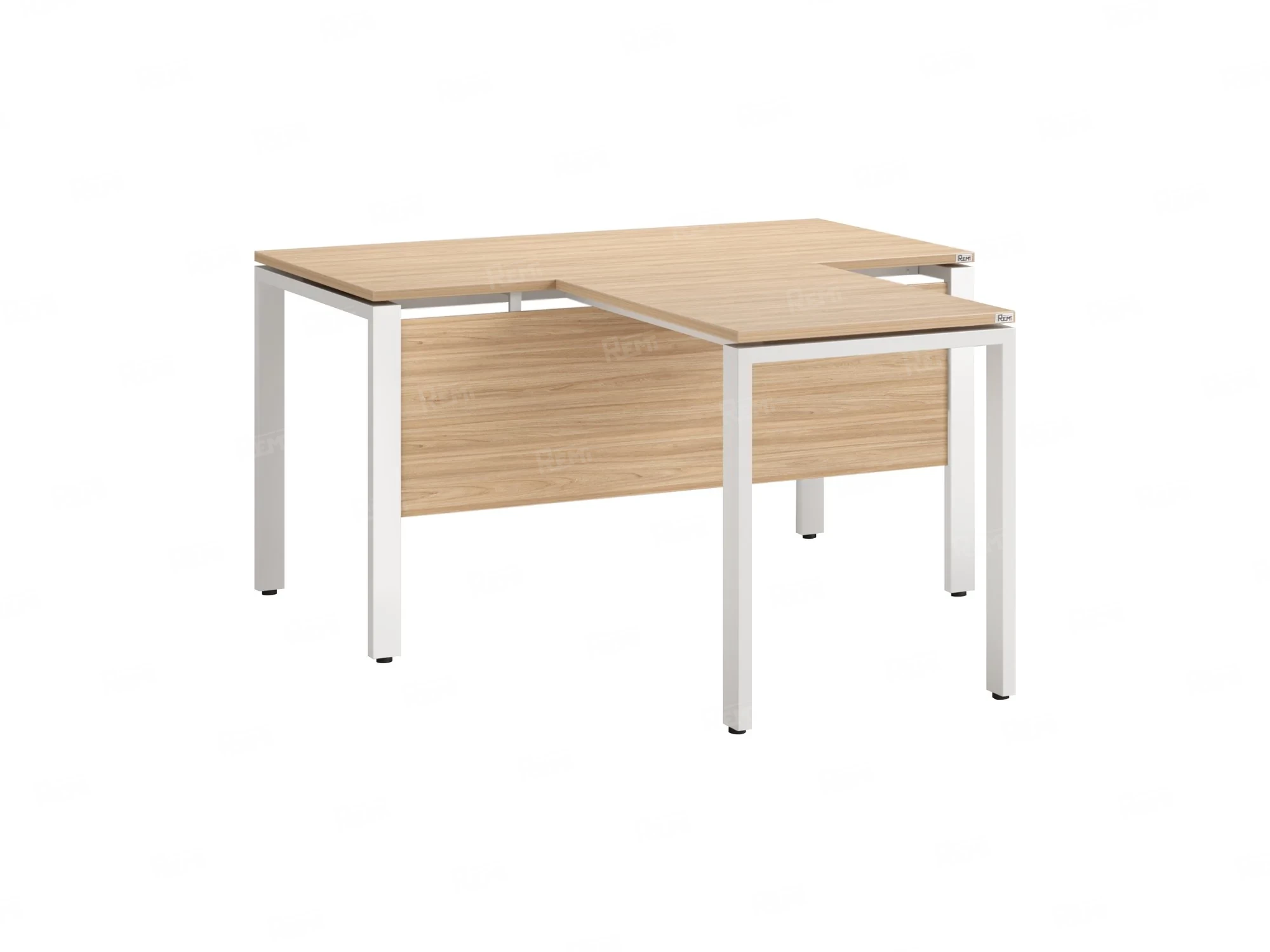 Стол с брифингом с парящей столешницей на П-образных опорах с экраном ЛДСП RM043-12x8 1200x2000x750 Вяз Швейцарский светлый/Белый