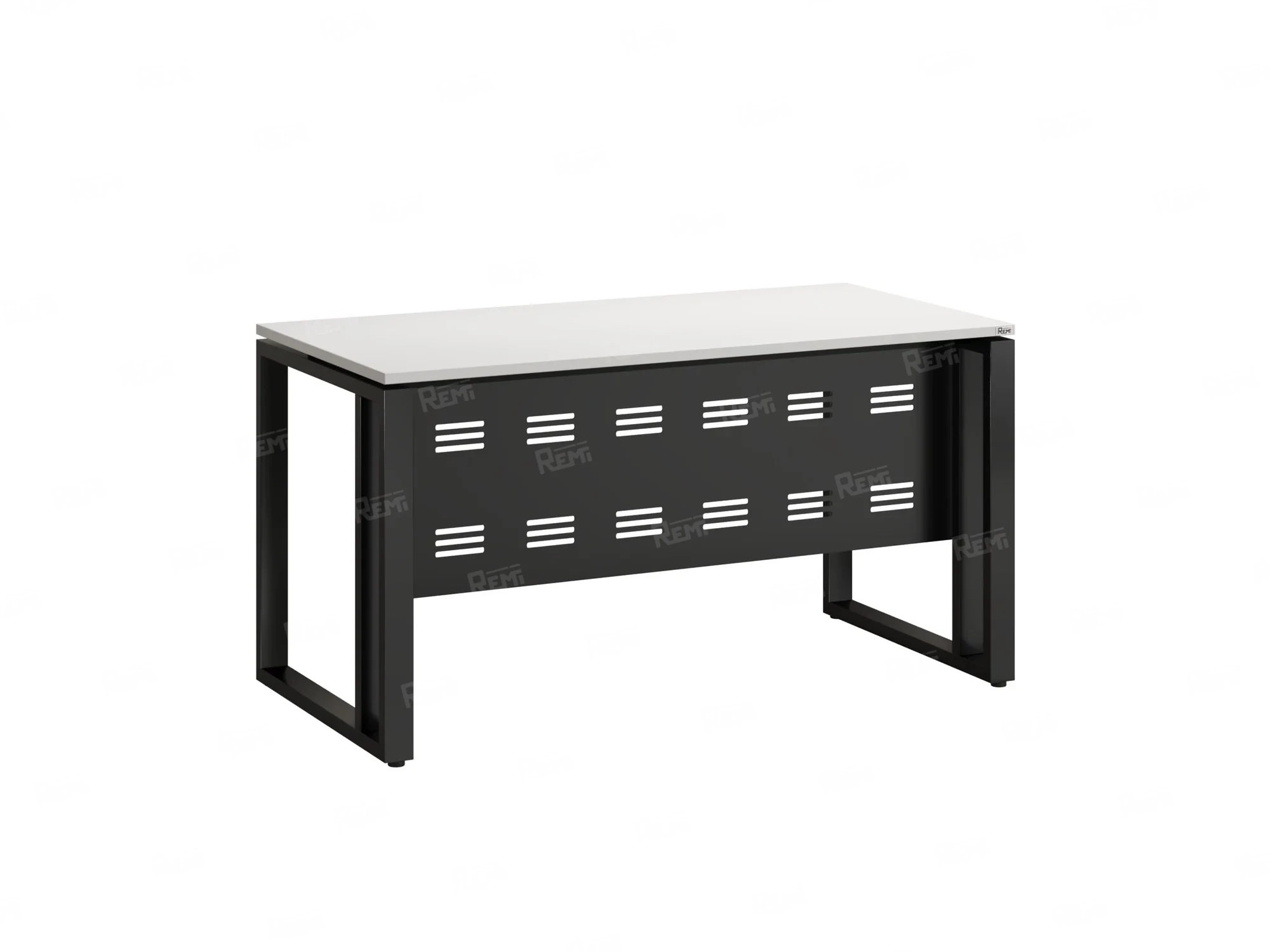 Стол прямой на О-образных опорах с металлическим экраном 1800x900x750 RM042-18x9 Белый/Черный
