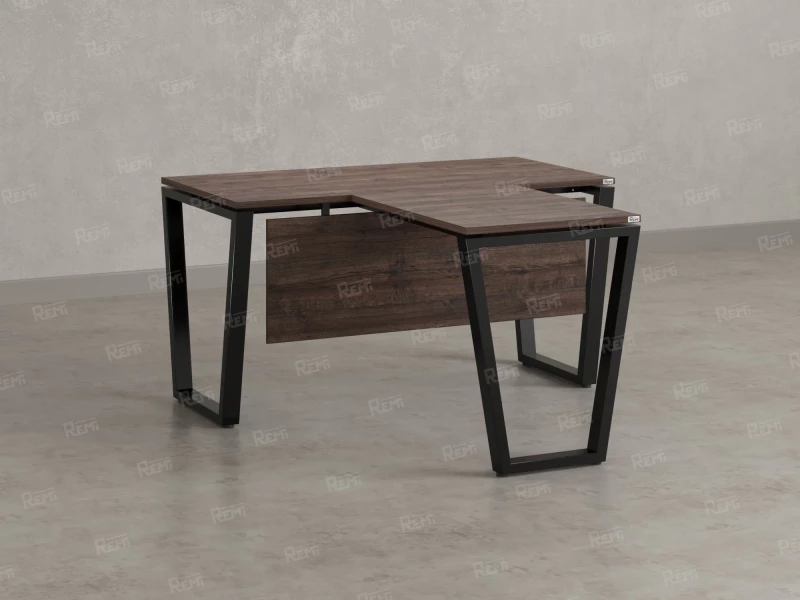 Стол с брифингом с парящей столешницей на U-образных опорах с экраном ЛДСП RM047-14x8 1400x2200x750 Дуб Апрельский шоколад/Черный