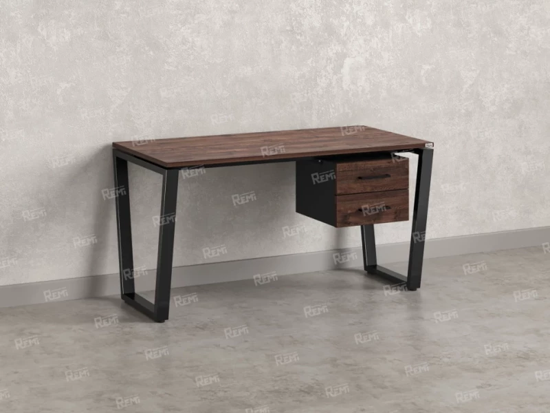 Стол прямой с подвесной тумбой 2 ящика, U-опора 1800x800x750 RM035-18x8 Дуб Апрельский шоколад/Черный