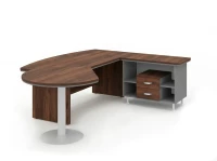 BRL RB072-255x200R Стол рук-ля R угл. брифинг и тумба 2 ящ. 2550х2000х760 Венге/Серый вулканический