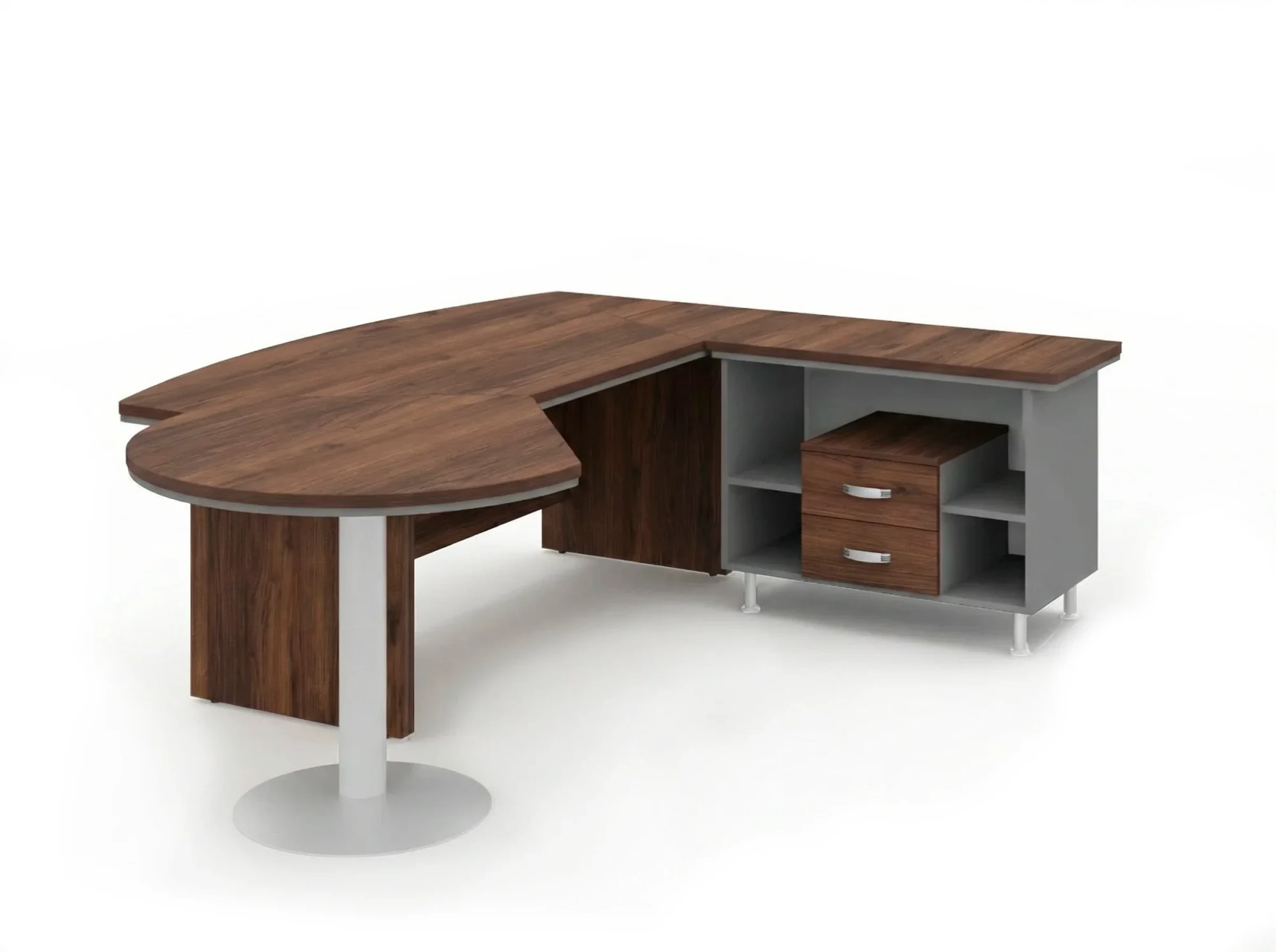 BRL RB072-255x200R Стол рук-ля R угл. брифинг и тумба 2 ящ. 2550х2000х760 Венге/Серый вулканический