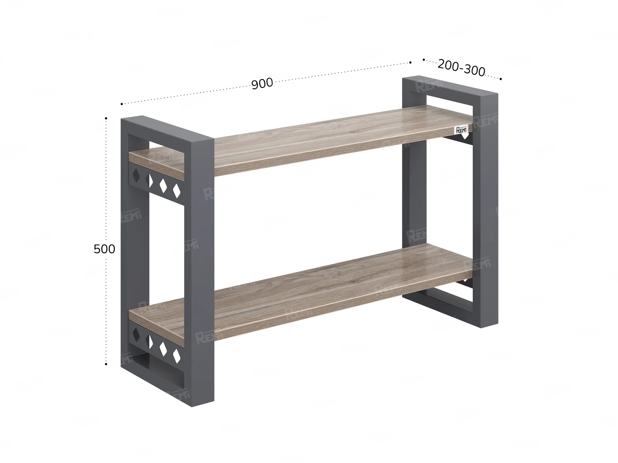 Полка настенная 900x300x500 RM194-90x30 Дуб Маувелла/Серый