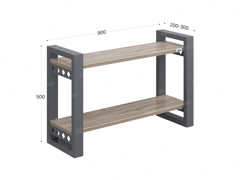 Полка настенная 900x300x500 RM194-90x30 Дуб Маувелла/Серый