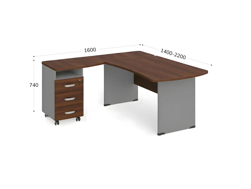 BRL RB005-160х160L Угловое рабочее место левое 1600х1600х740 Орех Вармия/Серый вулкан-кий