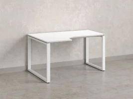 Стол угловой, О-опора, левый 1800x600/900x750, RM055-18x6-9 Белый/Белый