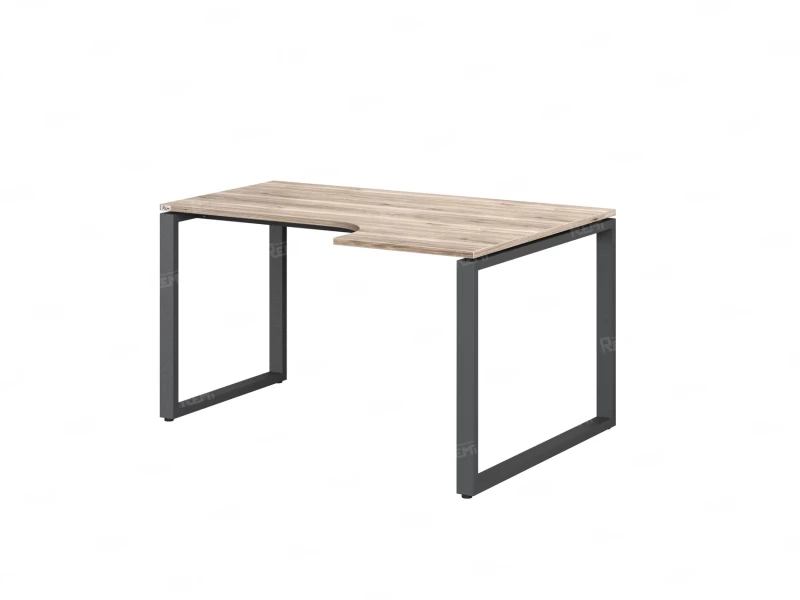 Стол угловой, О-опора, правый 1400x800/1000x750, RM054-14x8-10 Дуб Маувелла/Серый