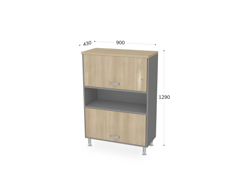 BRL RB055-90х43 Шкаф с двумя лифт-дверями 900х430х1290 Акация/Серый вулканический