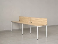 Бенч-система в 1 ряд, 2 рабочих места 2 ЛДСП экранов 2400x800x750 RM167-4-24x8 Вяз Швейцарский светлый/Белый