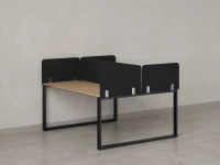 Бенч-система, 2 рабочих места, 5 тканевых экранов 1400x1200x750 RM169-3-14x12 Вяз Швейцарский светлый/Черный