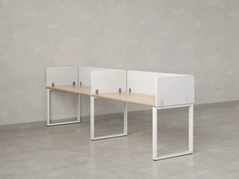 Бенч-система в 1 ряд, 2 рабочих места 5 тканевых экранов 3200x700x750 RM168-1-32x7 Вяз Швейцарский светлый/Белый