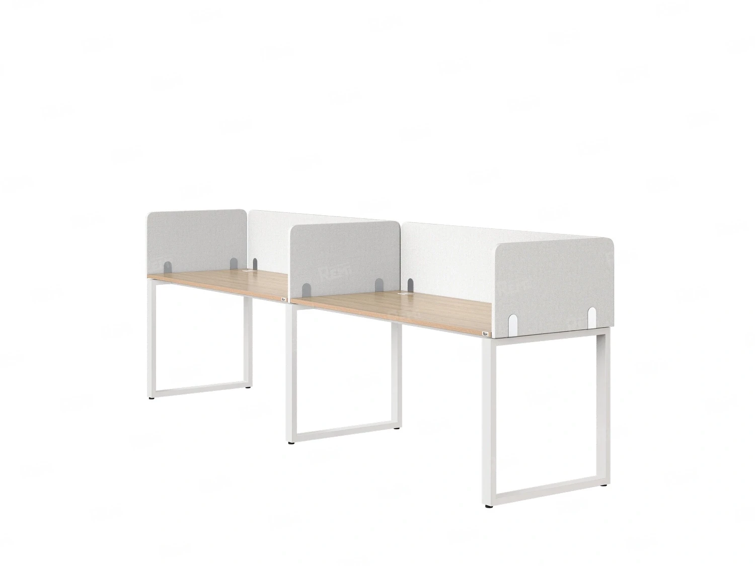 Бенч-система в 1 ряд, 2 рабочих места 5 тканевых экранов 3200x700x750 RM168-1-32x7 Вяз Швейцарский светлый/Белый