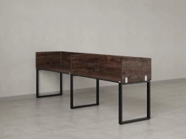 Бенч-система в 1 ряд, 2 рабочих места 5 ЛДСП экранов 2700x800x750 RM168-2-27x8 Дуб Апрельский шоколад/Черный