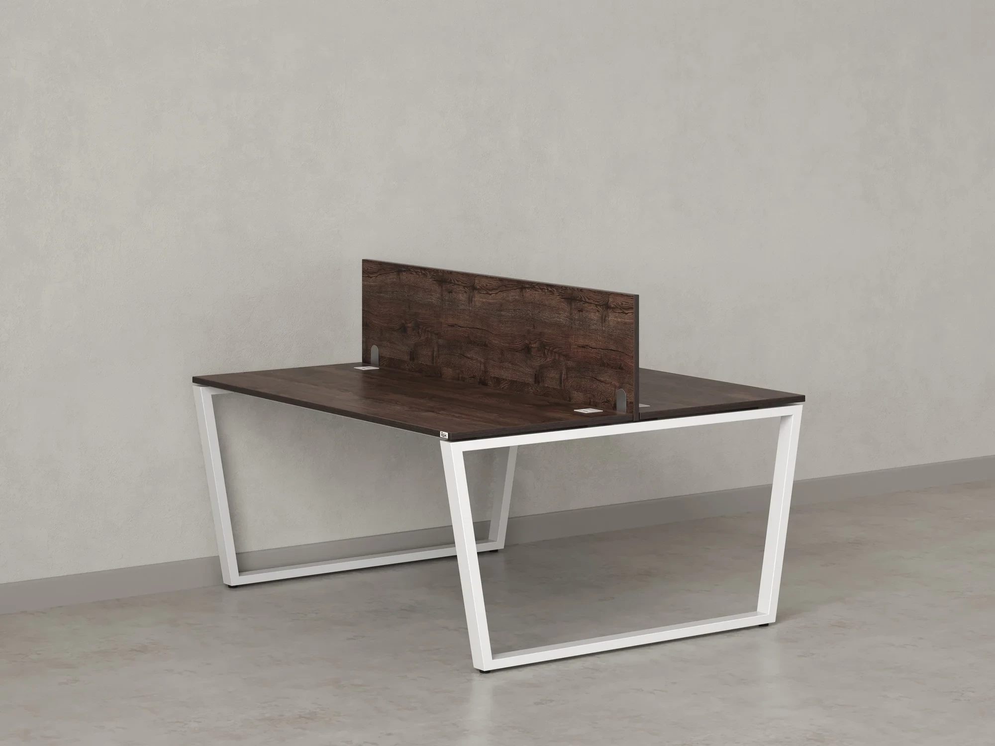 Бенч-система, 2 рабочих места, с одним экраном ЛДСП 1000x1400x750 RM172-2-10x14 Дуб Апрельский шоколад/Белый