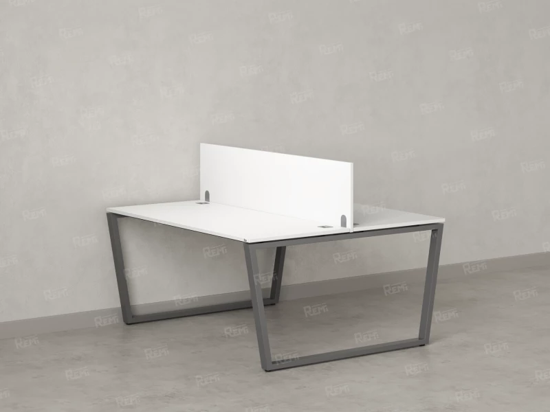 Бенч-система, 2 рабочих места, с одним экраном ЛДСП 1400x1600x750 RM172-2-14x16 Белый/Серый