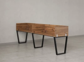 Бенч-система в 1 ряд, 2 рабочих места 5 ЛДСП экранов 2000x700x750 RM174-2-20x7 Дуб Юстус/Черный