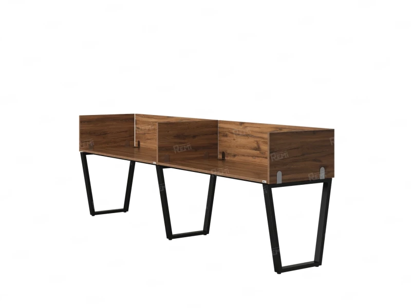 Бенч-система в 1 ряд, 2 рабочих места 5 ЛДСП экранов 2000x700x750 RM174-2-20x7 Дуб Юстус/Черный