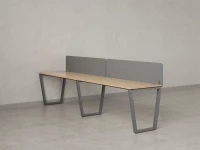Бенч-система в 1 ряд, 2 рабочих места 2 тканевых экранов 2000x600x750 RM174-3-20x6 Вяз Швейцарский светлый/Серый