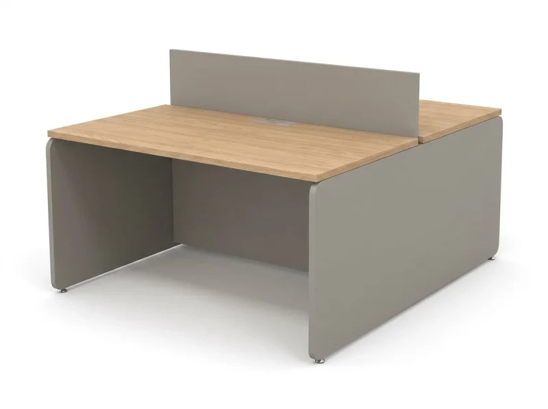 Двусторонний бенч RAC009 на 2 места, с экраном, без заглушек 140x160x73,5см Акация Шеффилд/Серый камень, Серия Аккорд / Accord