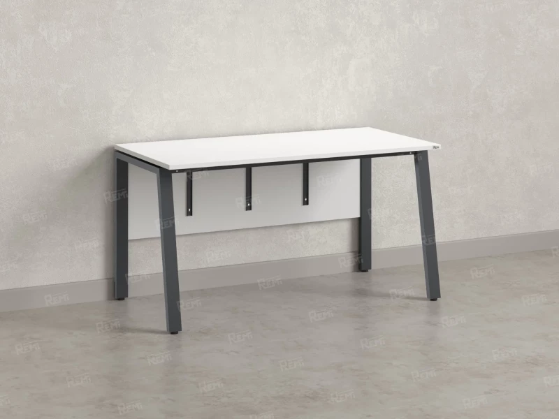 Стол прямой, Л-опора, экран ЛДСП,парящая стол-ца 1400x600x750 RM009-14x6 Белый/Серый