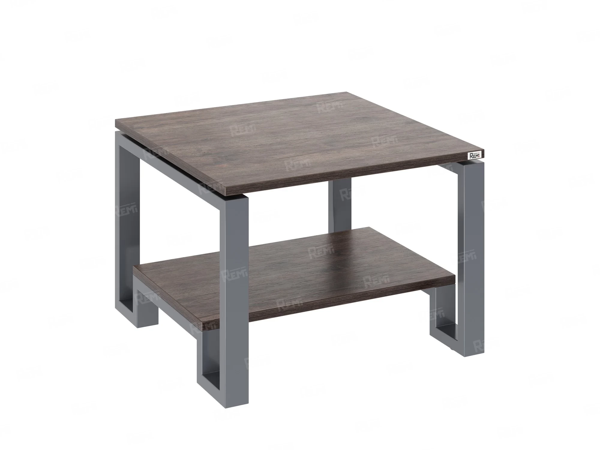 Журнальный стол с полкой 600x600x550 RM181-6x6 Дуб Апрельский шоколад/Серый