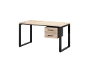 Стол прямой с подвесной тумбой 2 ящика, О-опора 2000x600x750 RM037-20x6 Дуб Маувелла/Черный