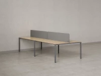 Бенч-система, 4 рабочих места, на П-образных опорах, 2 тканевых экранов 2000x1200x750 RM166-3-10x12 Вяз Швейцарский светлый/Серый