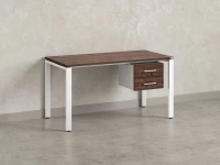 Стол прямой с подвесной тумбой 2 ящика, П-опора 2000x700x750 RM039-20x7 Дуб Апрельский шоколад/Белый