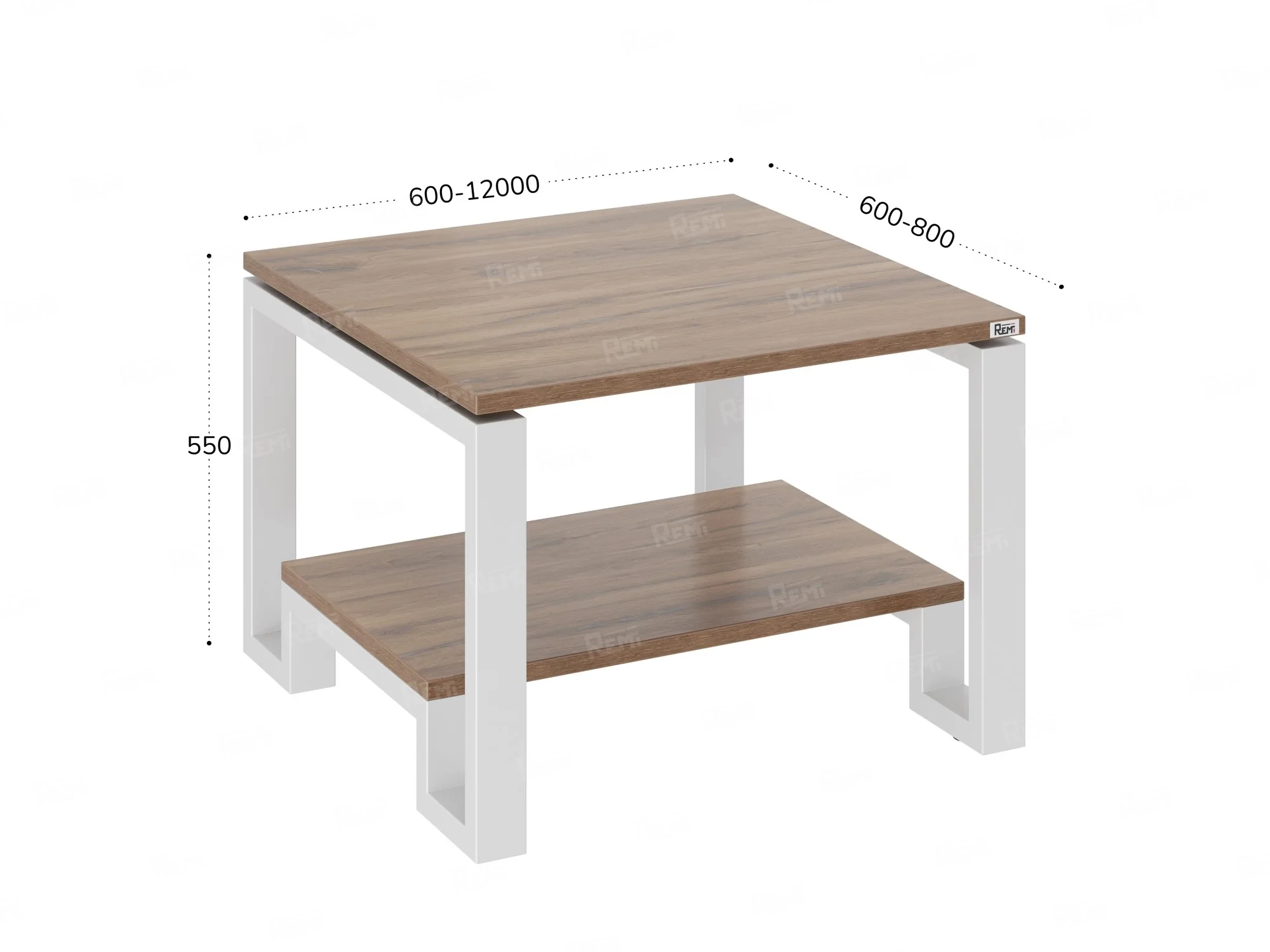 Журнальный стол с полкой 900x800x550 RM181-9x8 Дуб Юстус/Белый