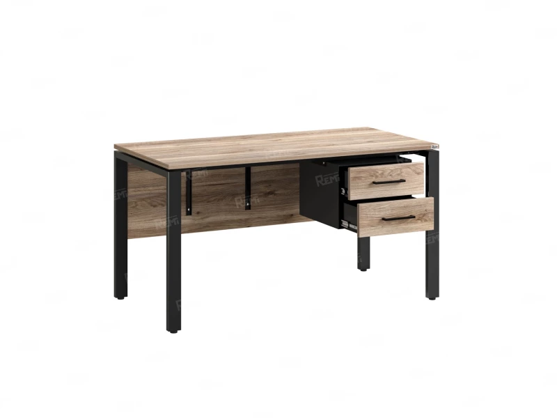 Стол прямой, подвесная тумба, ЛДСП экран, П-опора 1600x600x750 RM031-16x6 Дуб Маувелла/Черный